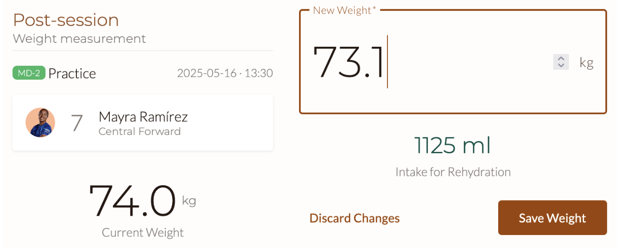 Post-Session Weight Form