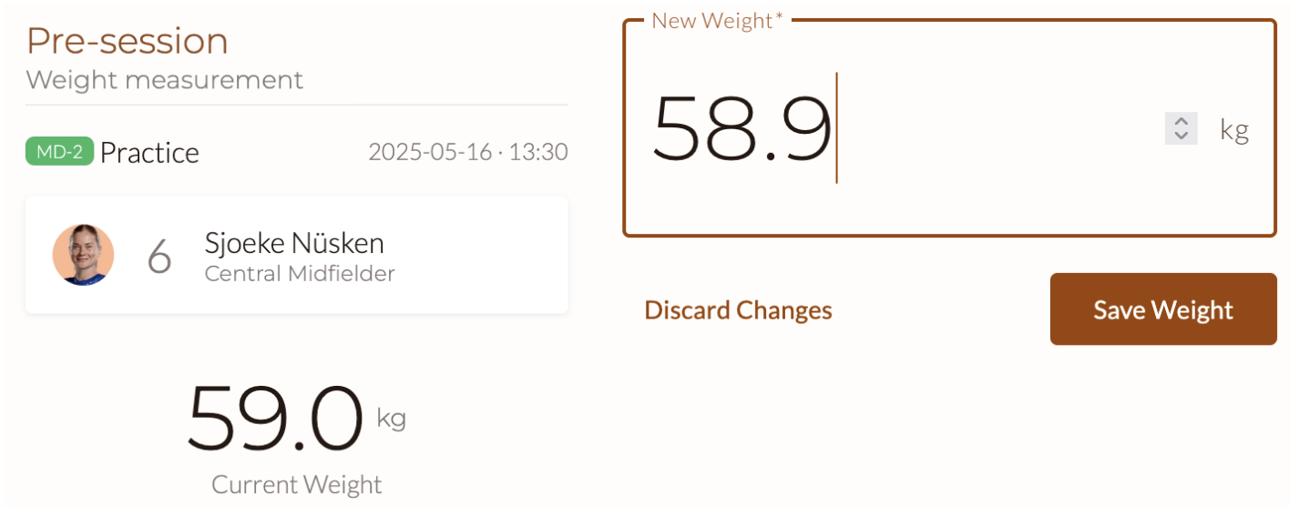 Pre-Session Weight Form